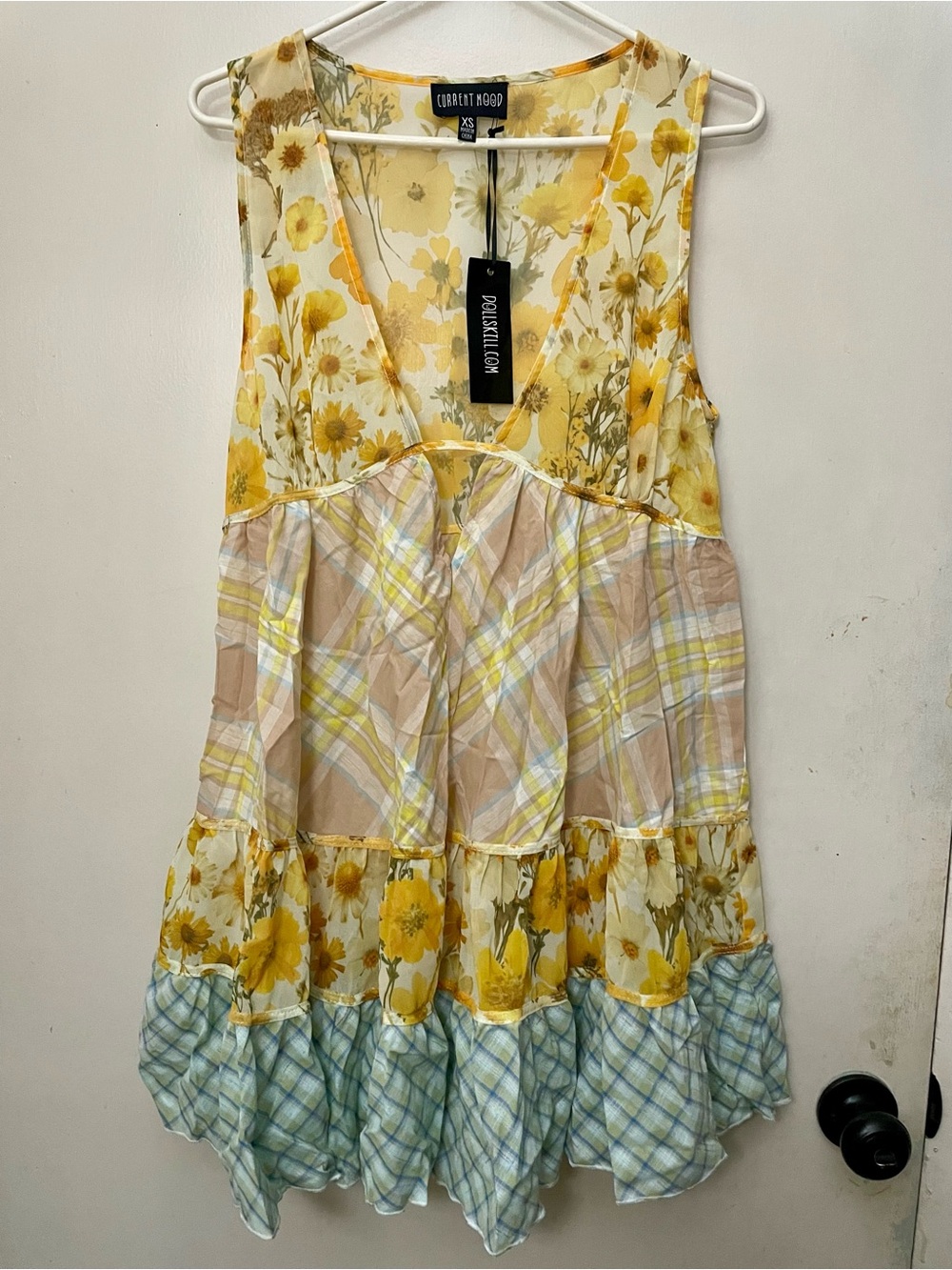Dolls Kill Current Mood Yellow floral dress  size XS new with tags